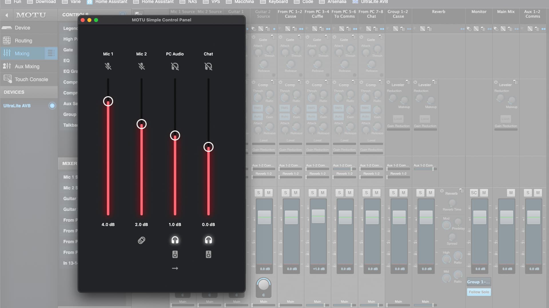 MOTU Simple Control Panel